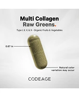 Codeage Multi Collagen Protein Capsules + Organic Greens Superfood - Fruits & Vegetables Pills Supplement