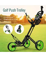 3 Wheel Folding Golf Push Cart with Brake Scoreboard Adjustable Handle