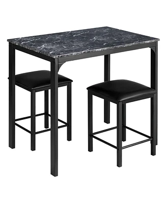 Slickblue 3 Piece Counter Height Dining Set Faux Marble Table