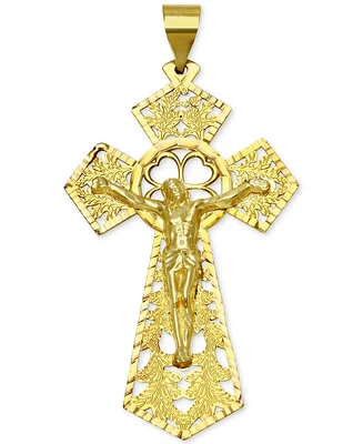 Filigree Crucifix Fancy Openwork Cross Pendant in 10k Gold