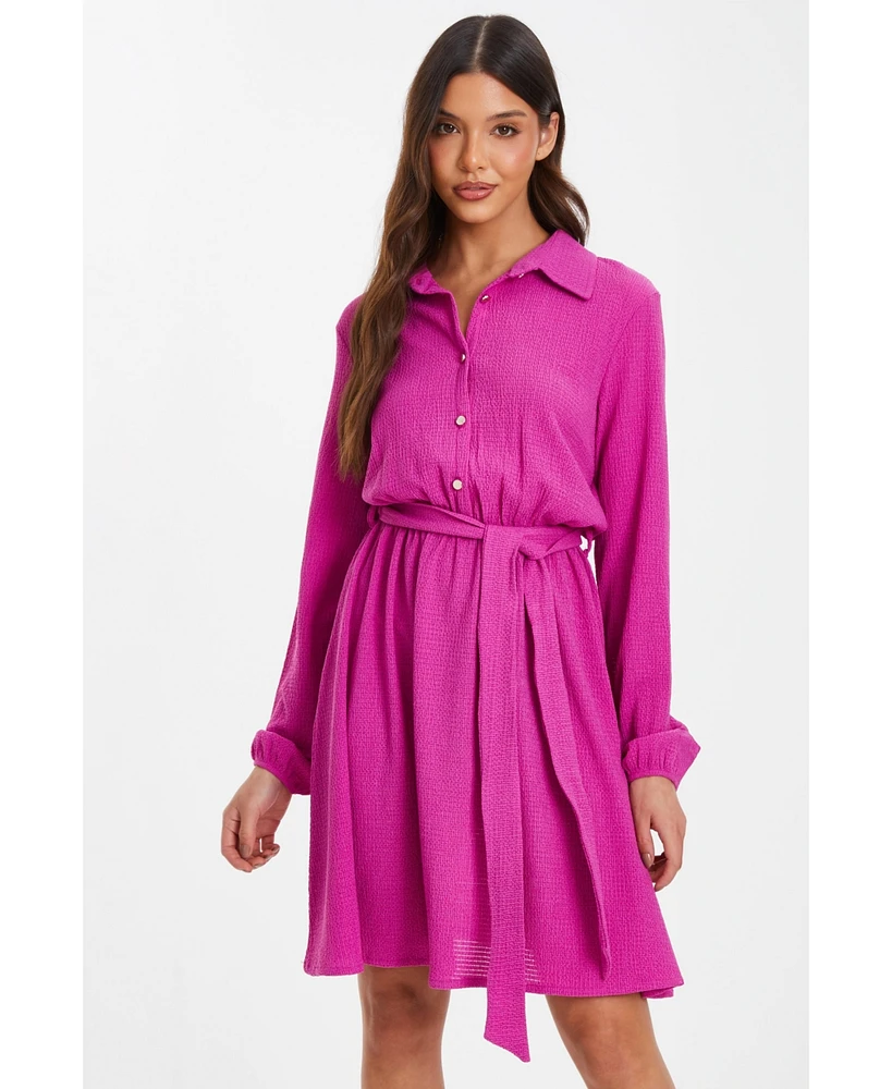 Quiz Women's Textured Jersey Shirt Dress