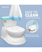 Real Feel 2-in-1 Potty with Wipes Storage, Flushing Sounds & Disposable Liners - Realistic Toilet - Easy to Clean & Assemble - Jool Baby (Aqua)