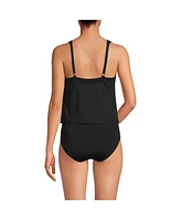 Lands' End Women's D-Cup Scoop Neck One Piece Fauxkini Swimsuit