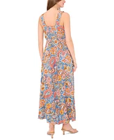 Vince Camuto Women's Printed Smocked Fit & Flare Maxi Dress