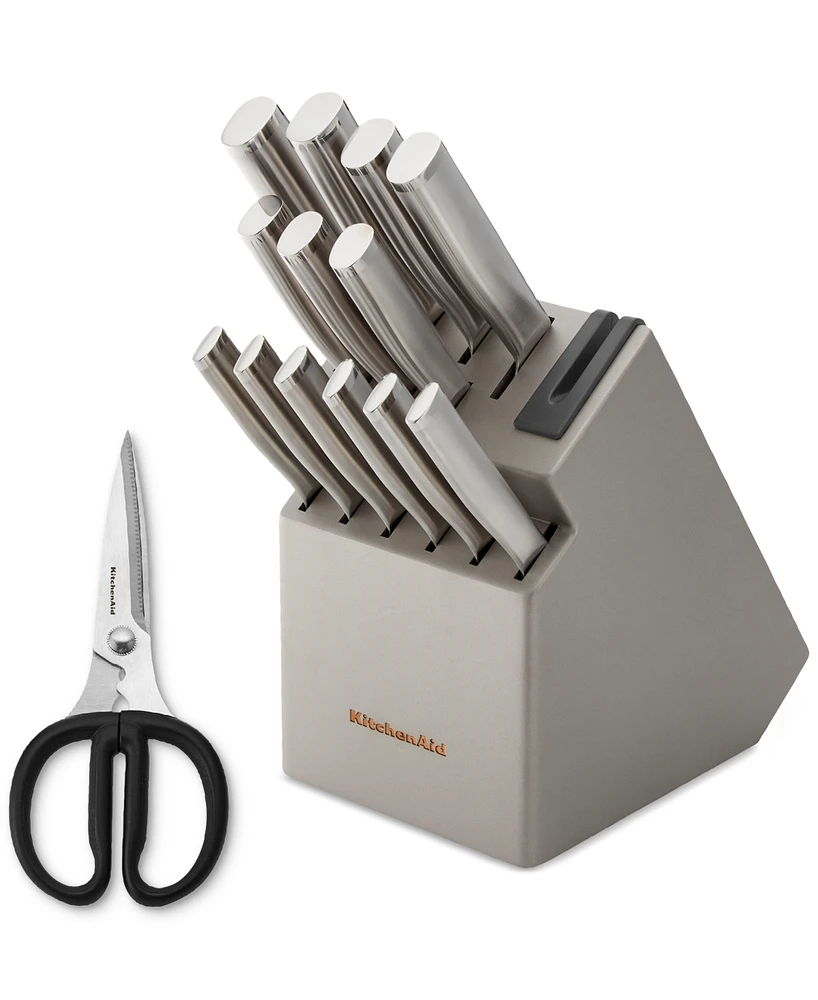 KitchenAid Gourmet 15-Pc, Japanese Steel Knife & Sharpener Block Set