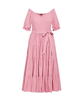 Plus Puffed Sleeve Maxi Dress