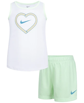 Nike Little Girls 2-Pc. Happy Camper Tank Top & Mesh Shorts Set