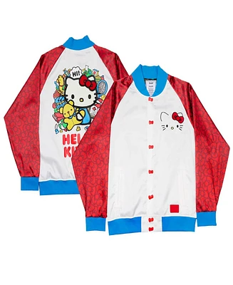 Unisex Loungefly White/Red Hello Kitty 50th Anniversary Raglan Full-Snap Souvenir Jacket