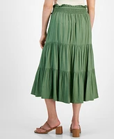 Jamie & Layla Petite Tiered Smocked-Waist Midi Skirt