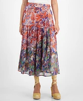 Jamie & Layla Petite Paisley-Print Tiered Maxi Skirt