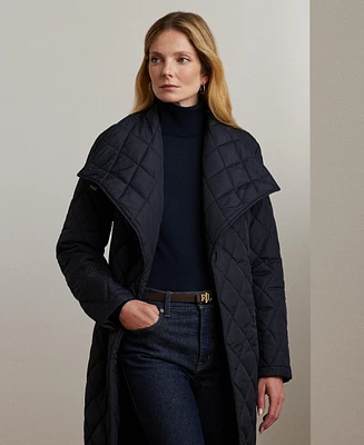 Lauren Ralph Women's Asymmetric Belted Quilted Coat