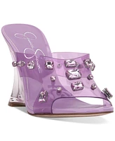 Jessica Simpson Ganisa Crystal Embellished Vinyl Wedge Sandals