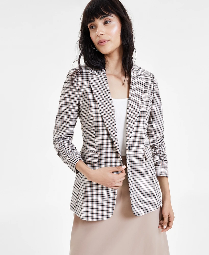 Bar Iii Women's Plaid One-Button Blazer, Created for Macy's