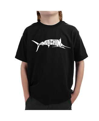 La Pop Art Boys Word Art T-shirt - Marlin - Gone Fishing