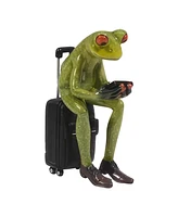 Fc Design 5.5"H Frog Sitting on Suitcase Figurine Decoration Home Decor Perfect Gift for House Warming, Holidays and Birthdays