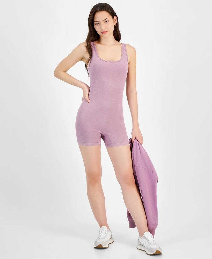 Hippie Rose Juniors' Seamless Square-Neck Romper