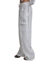 Dkny Women's Pull-On Mid-Rise Linen Cargo Pants