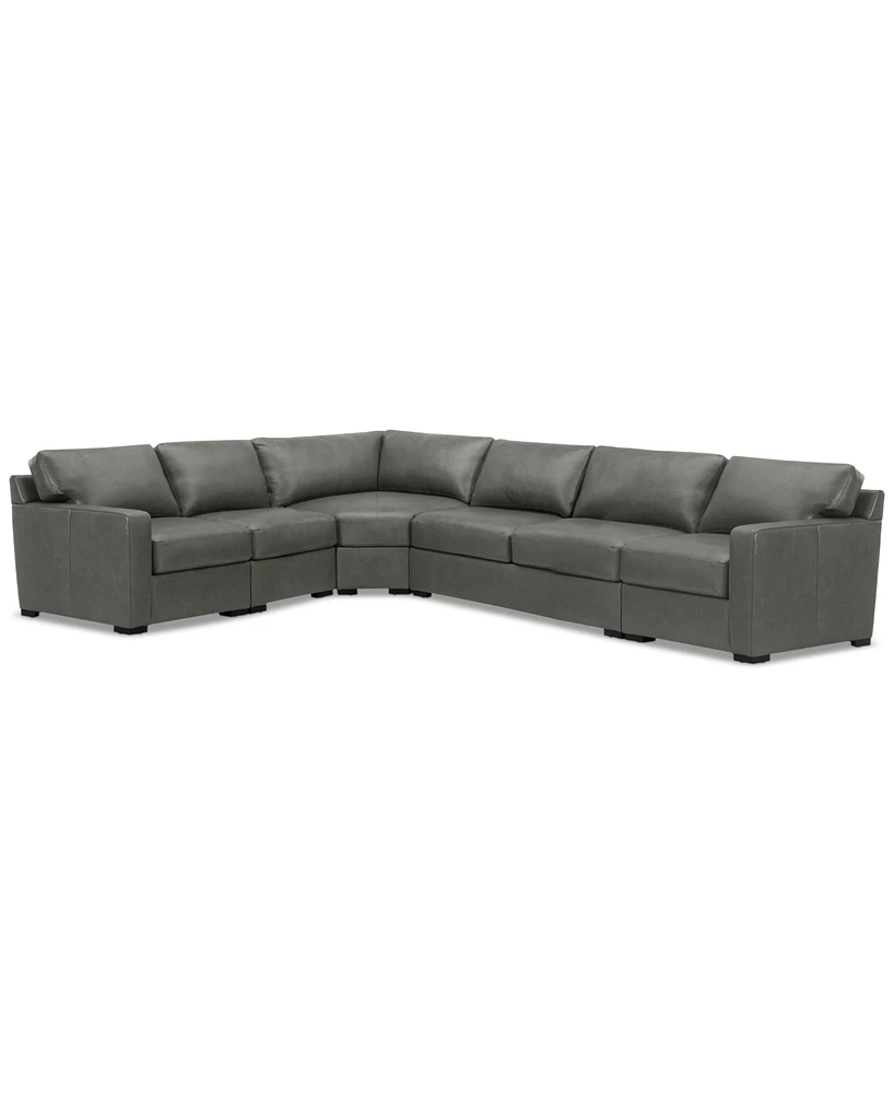 Radley 148" 5-Pc. Leather Wedge L Shape Modular Sectional, Created for Macy's