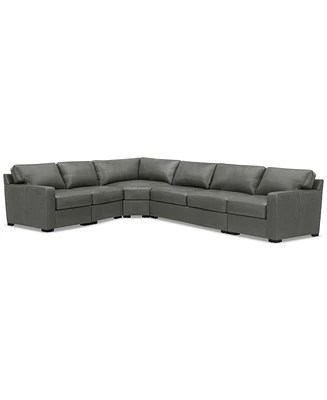 Radley 148" 5-Pc. Leather Wedge L Shape Modular Sectional, Created for Macy's