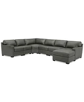 Radley 141" 6-Pc. Leather Wedge Modular Chaise Sectional, Created for Macy's