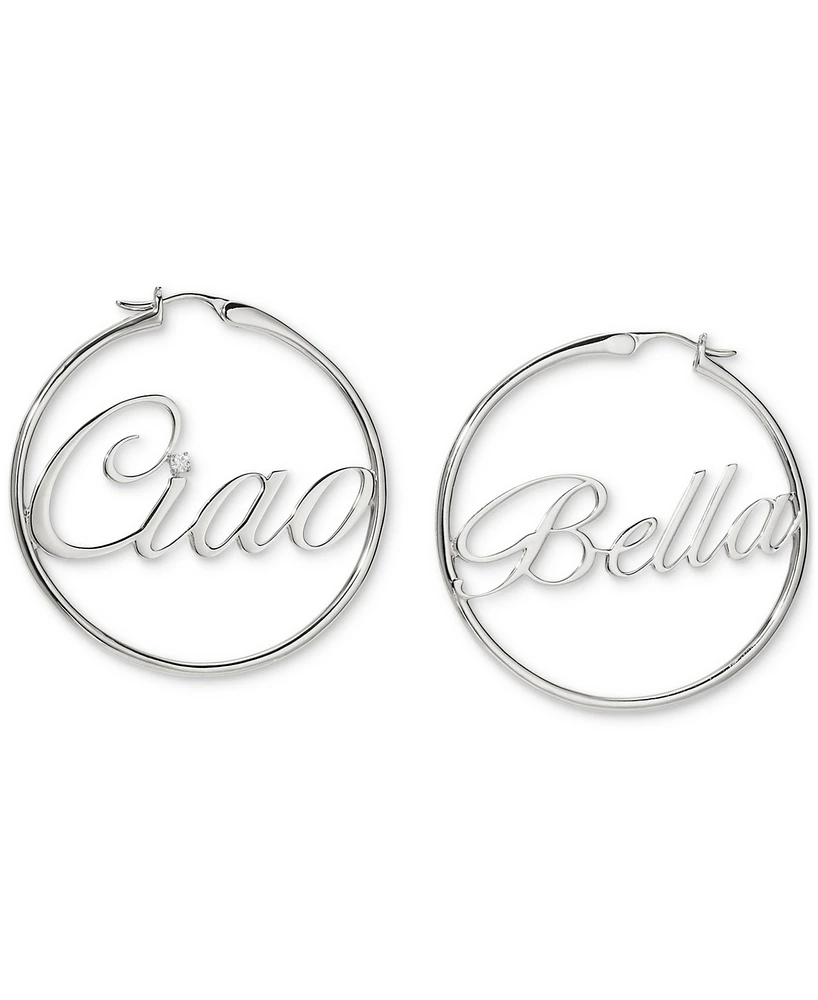 Ajoa by Nadri Medium Cubic Zirconia "Ciao Bella" Hoop Earrings, 1.62"