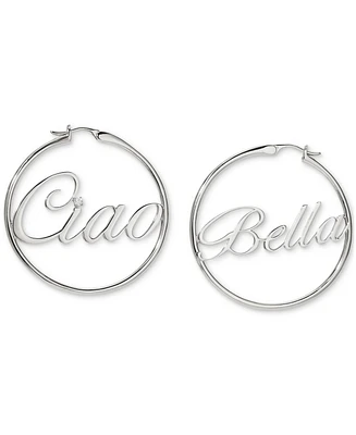 Ajoa by Nadri Medium Cubic Zirconia "Ciao Bella" Hoop Earrings, 1.62"