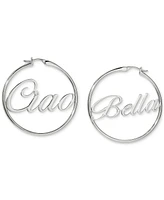 Ajoa by Nadri Medium Cubic Zirconia "Ciao Bella" Hoop Earrings, 1.62"