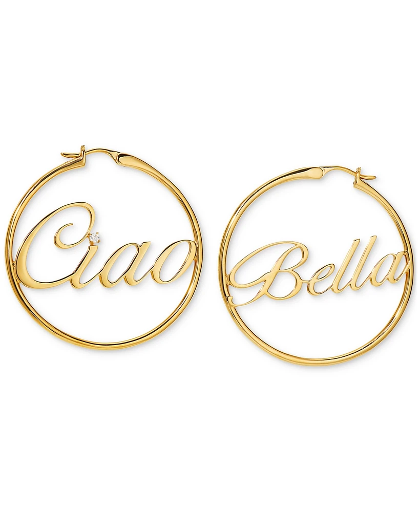 Ajoa by Nadri Medium Cubic Zirconia "Ciao Bella" Hoop Earrings, 1.62"