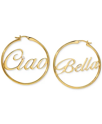 Ajoa by Nadri Medium Cubic Zirconia "Ciao Bella" Hoop Earrings, 1.62"