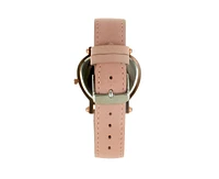 Peugeot Women's Heart Shaped Rose Gold Crystal Watch with Pink Suede Strap