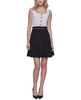 Karl Lagerfeld Paris Women's Scuba-Crepe Button-Front Dress