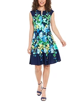 London Times Women's Floral-Print Fit & Flare Dress