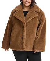 Cole Haan Plus Notched-Collar Single-Breasted Teddy Coat