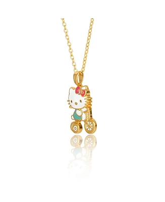 Hello Kitty Sanrio Flash Yellow Gold Plated Bicycle 3D Pendant