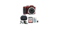 Kodak Pixpro AZ255 Astro Zoom 16MP Digital Camera (Red) with Battery Bundle