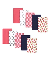 Hudson Baby Infant Girl Cotton Flannel Burp Cloths, Watermelon, One Size