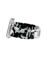 Anne Klein Women's Black and White Marbled Acetate Stretch Bracelet designed for 42/44/45/Ultra/Ultra 2 Apple Watch