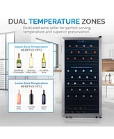 Newair Freestanding Bottle Dual Zone Compressor Wine Fridge with Low-Vibration Ultra