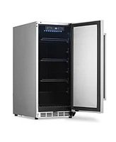 Newair 15" 3.2 Cu. Ft. Commercial Stainless Steel Built-in Beverage Refrigerator, Weatherproof and Outdoor Rated