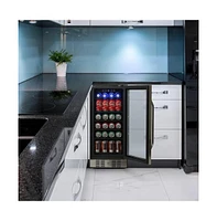 Newair 15" Built-in 96 Can Beverage Fridge in Stainless Steel with Precision Temperature Controls and Adjustable Shelves
