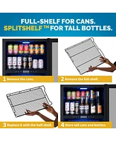Newair 24" Wine and Beverage Refrigerator – 24 Bottles & 100 Cans, Dual Temperature Zone, Black Stainless Steel & Double-Layer Tempered Glass D