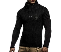 Leif Nelson Men's Knitted Winter Pullover with Shawl Collar Sweater Hoodie Sweatshirt Slim Fit Long Sleeve