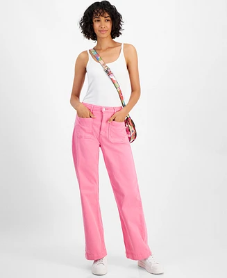 On 34th Women's Patch-Pocket Wide-Leg Jeans, Created for Macy's