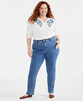 Style & Co Plus High-Rise Straight-Leg Jeans, Created for Macy's