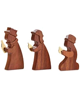 Nambe Acacia Wood Gold-Plate Accent Wisemen, Set of 3