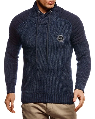 Leif Nelson Men's Knitted Winter Pullover with Shawl Collar Sweater Hoodie Sweatshirt Slim Fit Long Sleeve