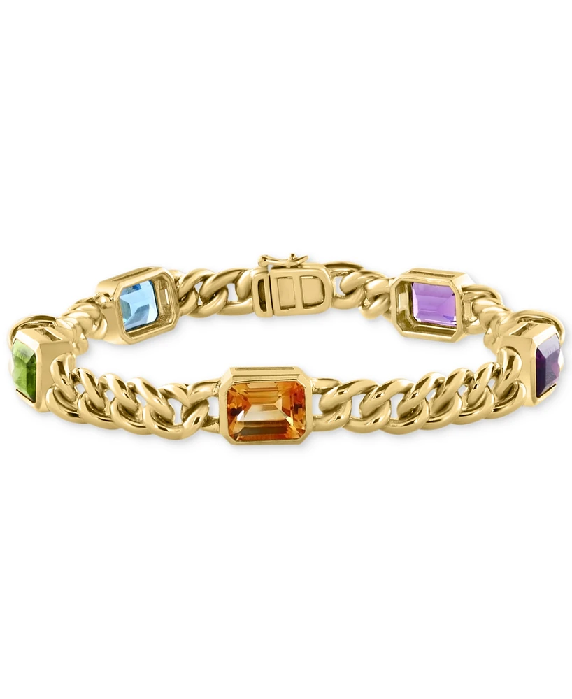 Effy Multi-Gemstone Cuban Link Statement Bracelet (9-1/10 ct. t.w.) in Gold-