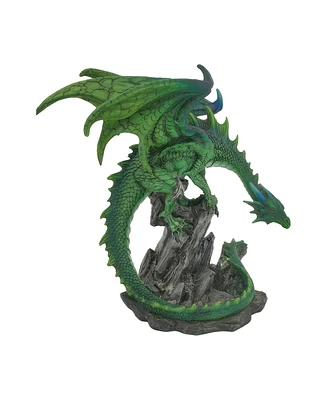 Fc Design 8.25"H Green Dragon on Rock Figurine Decoration Home Decor Perfect Gift for House Warming, Holidays and Birthdays