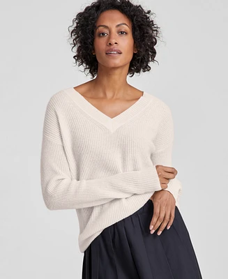 Charter Club Women's 100% Cashmere Ribbed V-Neck Sweater, Created for Macy's