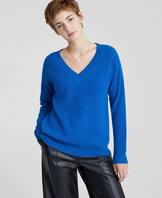 Charter Club Women's 100% Cashmere Ribbed V-Neck Sweater, Created for Macy's